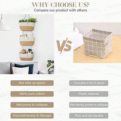 Natural Cotton Hanging Baskets for Storage and Decor