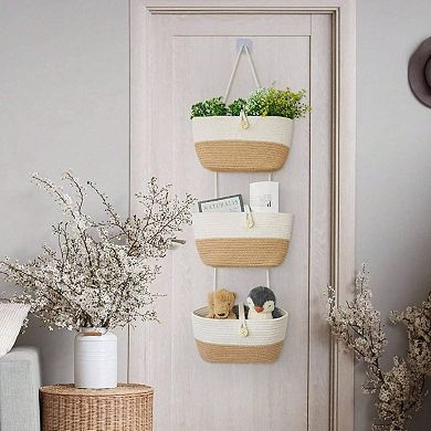 Natural Cotton Hanging Baskets for Storage and Decor