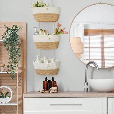 Natural Cotton Hanging Baskets for Storage and Decor