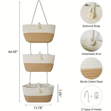 Natural Cotton Hanging Baskets for Storage and Decor
