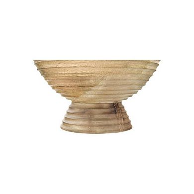 Ridged Mango Wood Footed Decorative Bowl