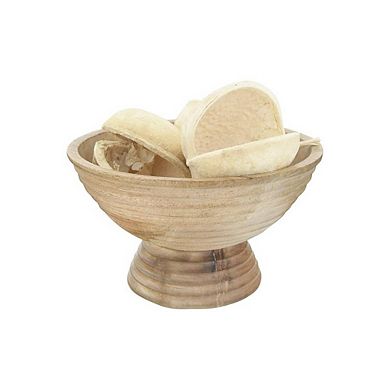 Ridged Mango Wood Footed Decorative Bowl