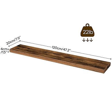 47.2" 2PC Floating Wall Shelves with Invisible Brackets for Bathroom Bedroom Kitchen