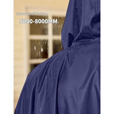 COOFANDY Rain Ponchos for Adults Lightweight Hooded Reusable Raincoat with Waterproof Zipper