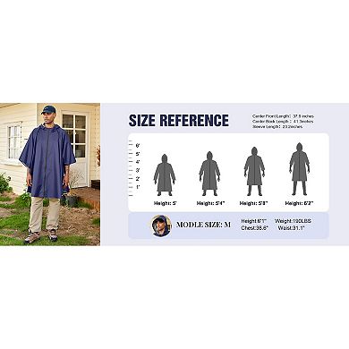 COOFANDY Rain Ponchos for Adults Lightweight Hooded Reusable Raincoat with Waterproof Zipper