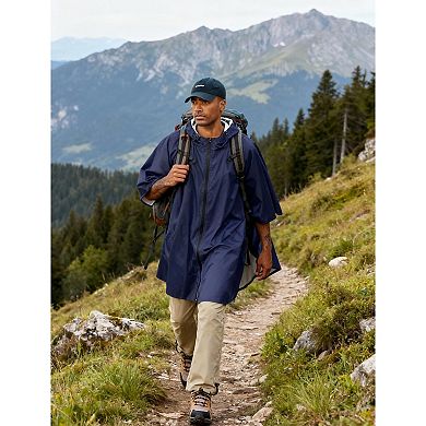 COOFANDY Rain Ponchos for Adults Lightweight Hooded Reusable Raincoat with Waterproof Zipper