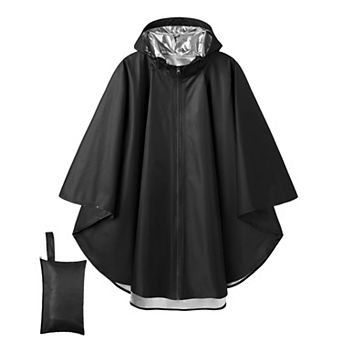 COOFANDY Rain Ponchos for Adults Lightweight Hooded Reusable Raincoat with Waterproof Zipper