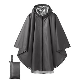 COOFANDY Rain Ponchos for Adults Lightweight Hooded Reusable Raincoat with Waterproof Zipper