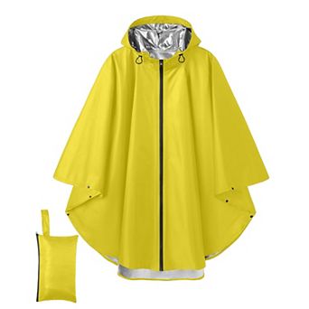 COOFANDY Rain Ponchos for Adults Lightweight Hooded Reusable Raincoat with Waterproof Zipper