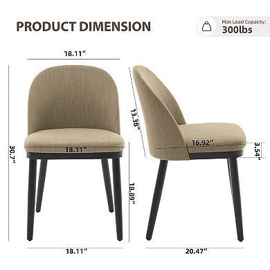 Set of 2 Modern Fabric Dining Chairs