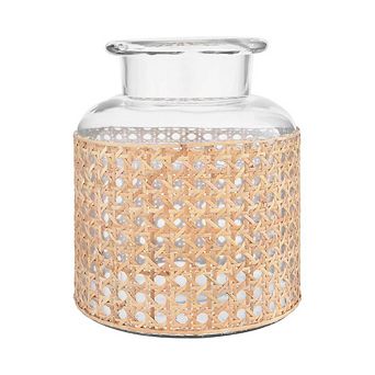 Ornamental Glass Vase With Decorative Cane Sleeve