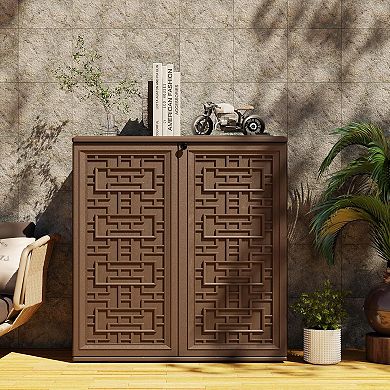 Decksplore Indoor Outdoor Storage Cabinet Waterproof with Shelf