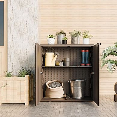 Decksplore Indoor Outdoor Storage Cabinet Waterproof with Shelf