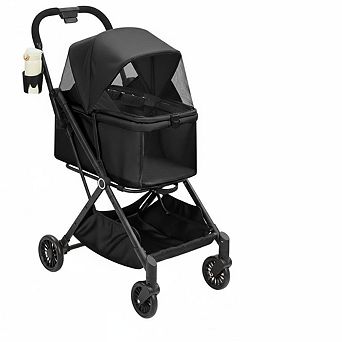 4 Wheel Lightweight Dog Stroller, 360° Swivel Wheels, Foot Brake, Weather, Foldable