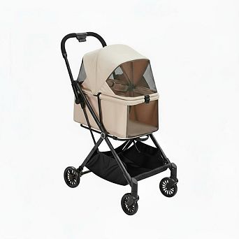 4 Wheel Lightweight Dog Stroller, 360° Swivel Wheels, Foot Brake, Weather, Foldable