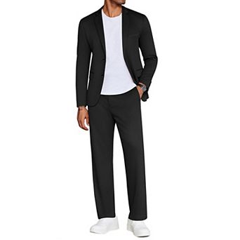 COOFANDY Men' Suits 2 pc Slim Fit Suit Set 2 Button Lightweight Casual Knit Blazer Suit Jacket