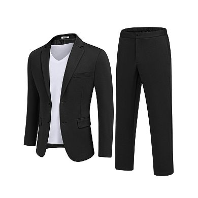 COOFANDY Men' Suits 2 Piece Slim Fit Suit Set 2 Button Lightweight Casual Knit Blazer Suit Jacket