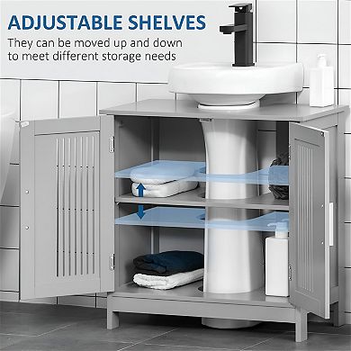 Bathroom Cabinet for Under Sink Storage, Compact with U-Shaped Cut-Out