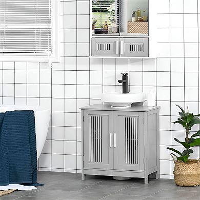 Bathroom Cabinet for Under Sink Storage, Compact with U-Shaped Cut-Out