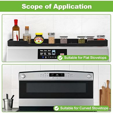 Great Ambitions 30" Magnetic Stove Shelf - 3-Zone Heat Resistant Silicone Spice Rack for Flat Tops