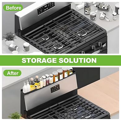 Great Ambitions 30" Magnetic Stove Shelf - 3-Zone Heat Resistant Silicone Spice Rack for Flat Tops