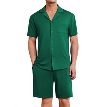 Ekouaer Men's Pajama Set Short Sleeve Sleepwear Button-Down Soft Loungewear 2 pc Shorts Set