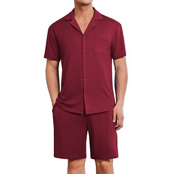 Ekouaer Men's Pajama Set Short Sleeve Sleepwear Button-Down Soft Loungewear 2 pc Shorts Set