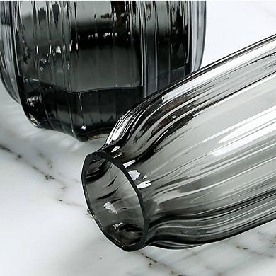 Black Striped Glass Ornamental Decorative Vase