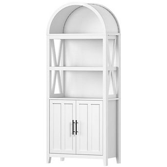 5 tier Arched Bookshelf with Adjustable Shelves for Living Room or Office