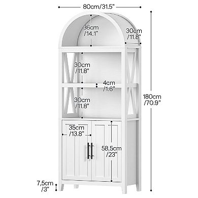 5-Tier Arched Bookshelf with Adjustable Shelves for Living Room or Office