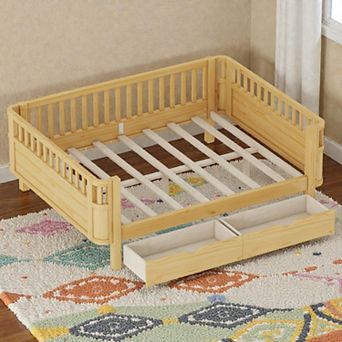 Lufeiya Full Size Kids Platform Bed with Safety Rails and Storage Drawers