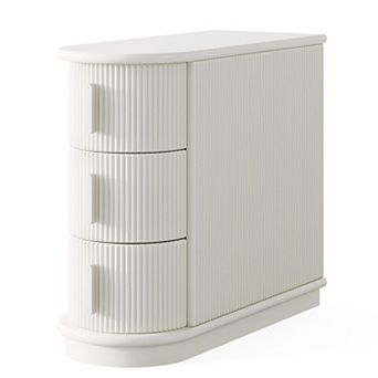 Compact Wooden Side Table for Bedroom or Apartment with Storage Drawers