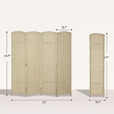 4-Panel Folding Room Divider Screen with Arched Top for Bedroom, Living Room, Office
