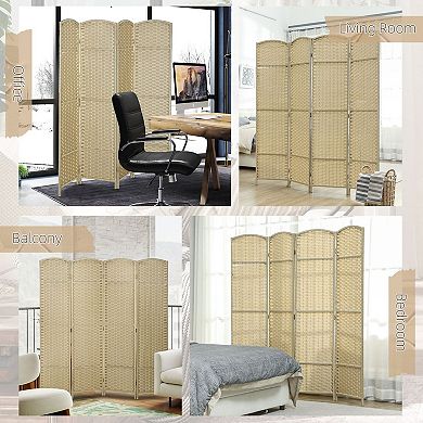 4-Panel Folding Room Divider Screen with Arched Top for Bedroom, Living Room, Office