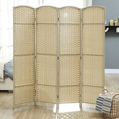 4-Panel Folding Room Divider Screen with Arched Top for Bedroom, Living Room, Office