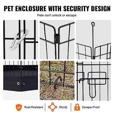 Indoor Outdoor Dog Playpen for Small Pets with Mesh Top and Floor Mat