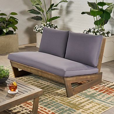 Outdoor Loveseat Modern Acacia Wood Loveseat with Slat Paneling
