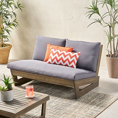 Outdoor Loveseat Modern Acacia Wood Loveseat with Slat Paneling