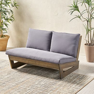 Outdoor Loveseat Modern Acacia Wood Loveseat with Slat Paneling