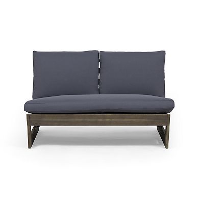 Outdoor Loveseat Modern Acacia Wood Loveseat with Slat Paneling