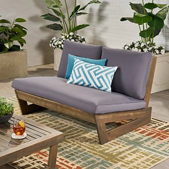 Outdoor Loveseat Modern Acacia Wood Loveseat with Slat Paneling