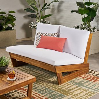 Outdoor Loveseat Modern Acacia Wood Loveseat with Slat Paneling