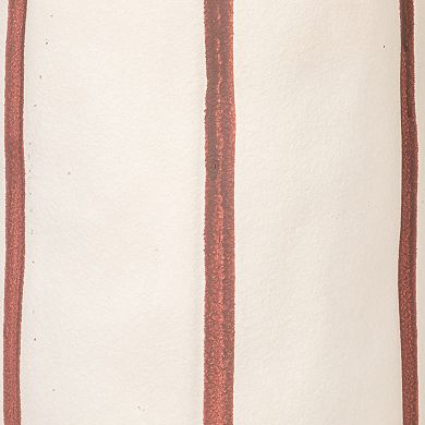 Hello Honey Stoneware Table Lamp with Hand-Painted Stripes and Linen Shade