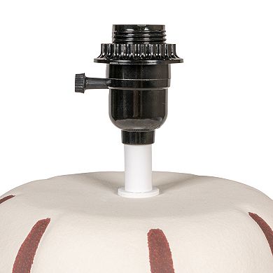 Hello Honey Stoneware Table Lamp with Hand-Painted Stripes and Linen Shade