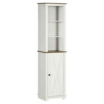 Bathroom Floor Cabinet with Open Shelves and Concealed Storage Adjustable Shelving