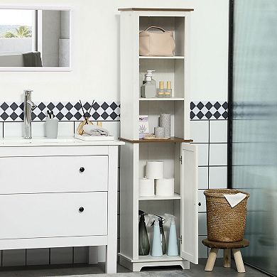 Bathroom Floor Cabinet with Open Shelves and Concealed Storage Adjustable Shelving