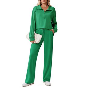 Pinspark Women's 2 pc Lounge Tracksuit Side Slit Sweatshirt & Pocket Sweatpants