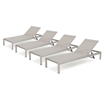 Chaise Lounge (Set of 4) Gray Mesh with Aluminum Frame