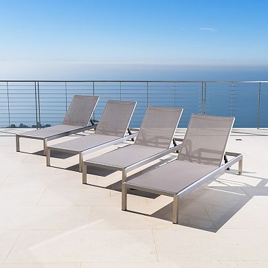 Chaise Lounge (Set of 4) Gray Mesh with Aluminum Frame