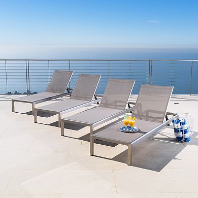 Chaise Lounge (Set of 4) Gray Mesh with Aluminum Frame